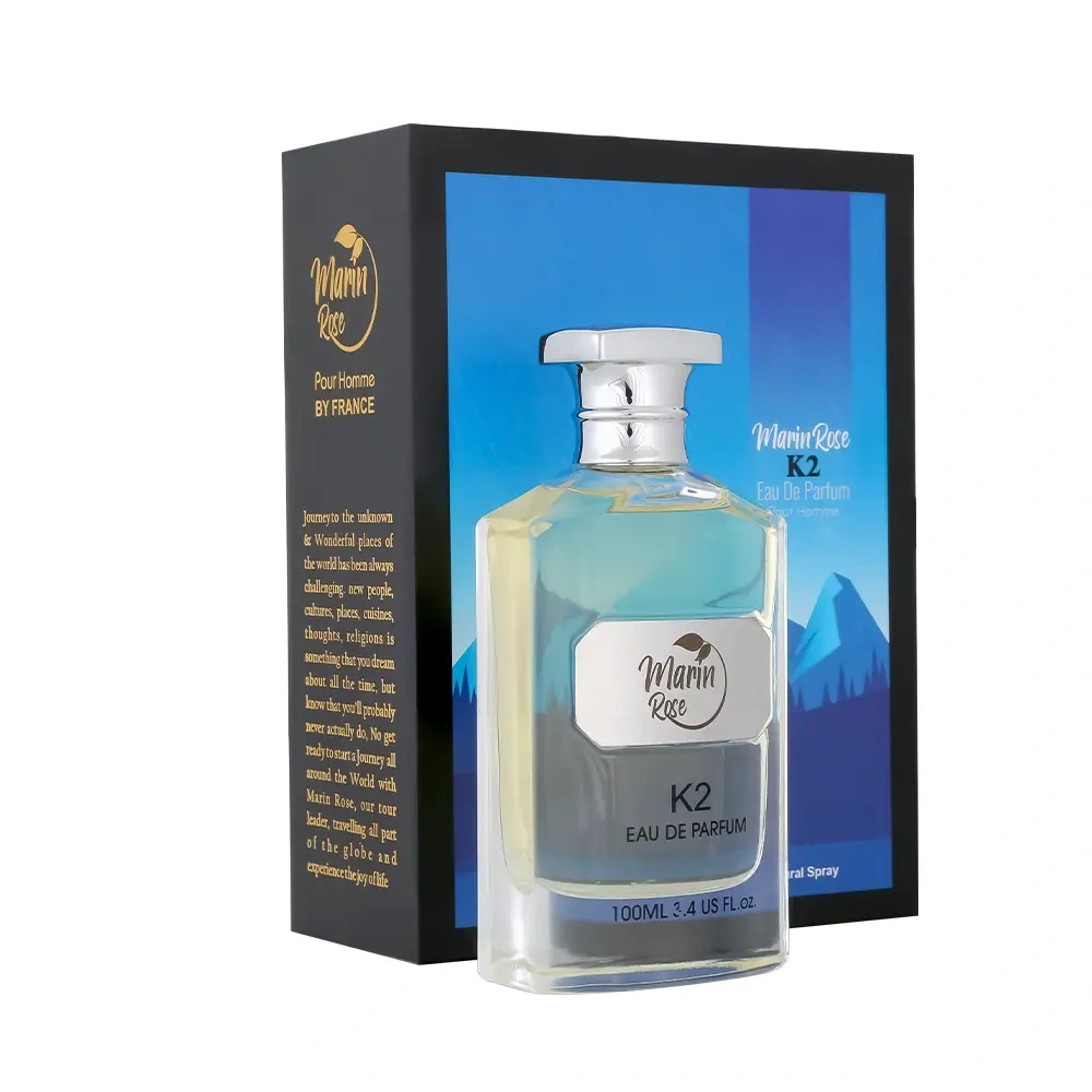 عطر مردانه K2 مارین رز – ادکلن خنک و چوبی با ماندگاری بالا و رایحه‌ای جسورانه