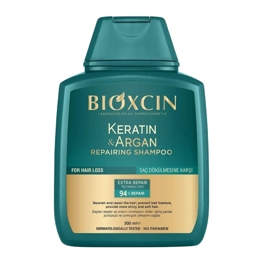 BIOXCIN Keratin + Argan Shampoo – شامپو کراتین و آرگان بایوکسن برای ترمیم و نرمی موهای خشک و آسیب‌دی