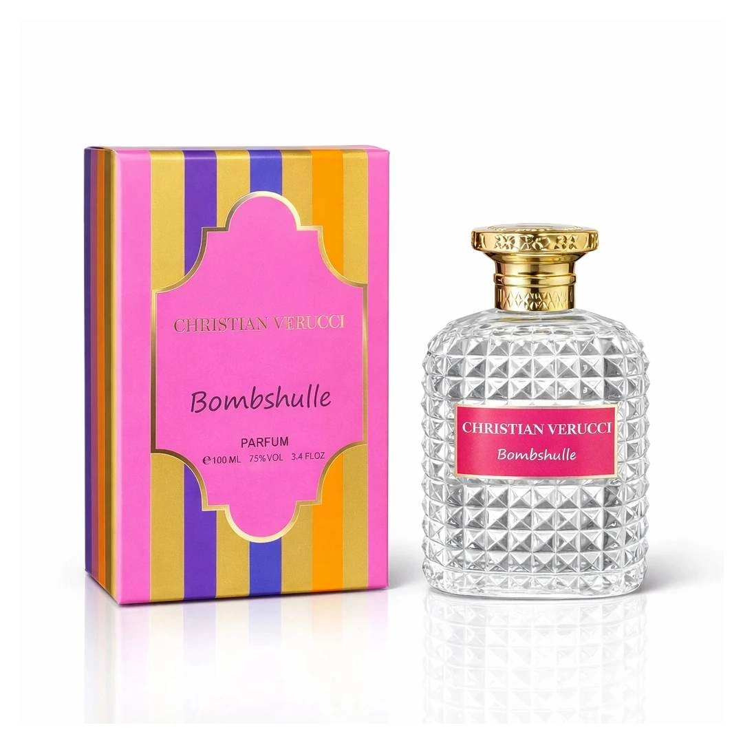 عطر زنانه Christian Verucci Bombshulle با طراحی صورتی و کریستالی